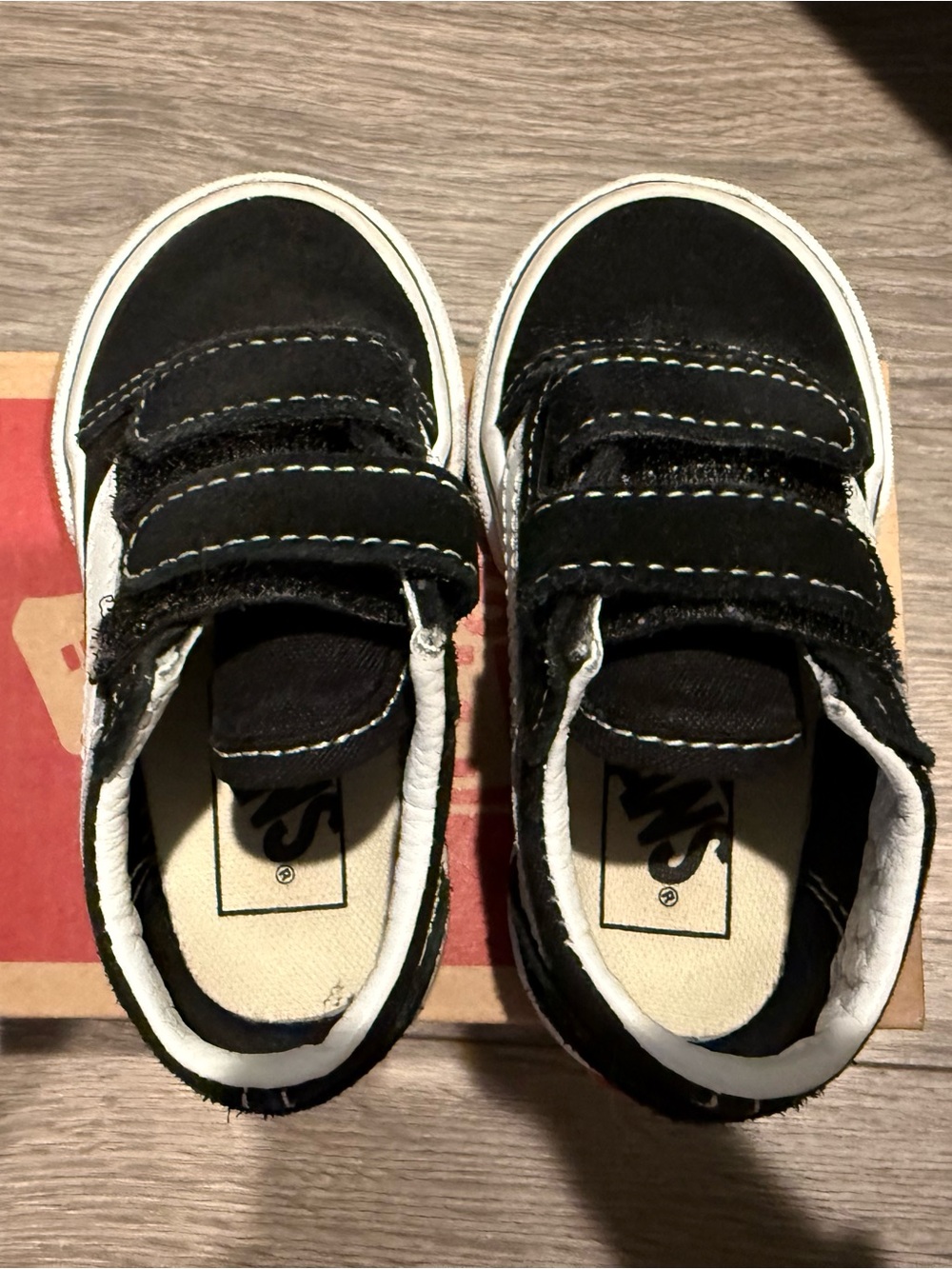 Used condition toddler Black Velcro Vans